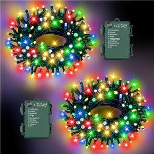 battery operated christmas string lights multicolor 100 led outdoor indoor